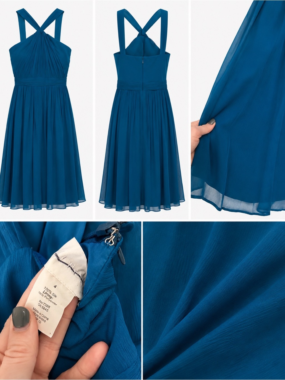 Women’s JCREW Blue Crisscross Chiffon Dress